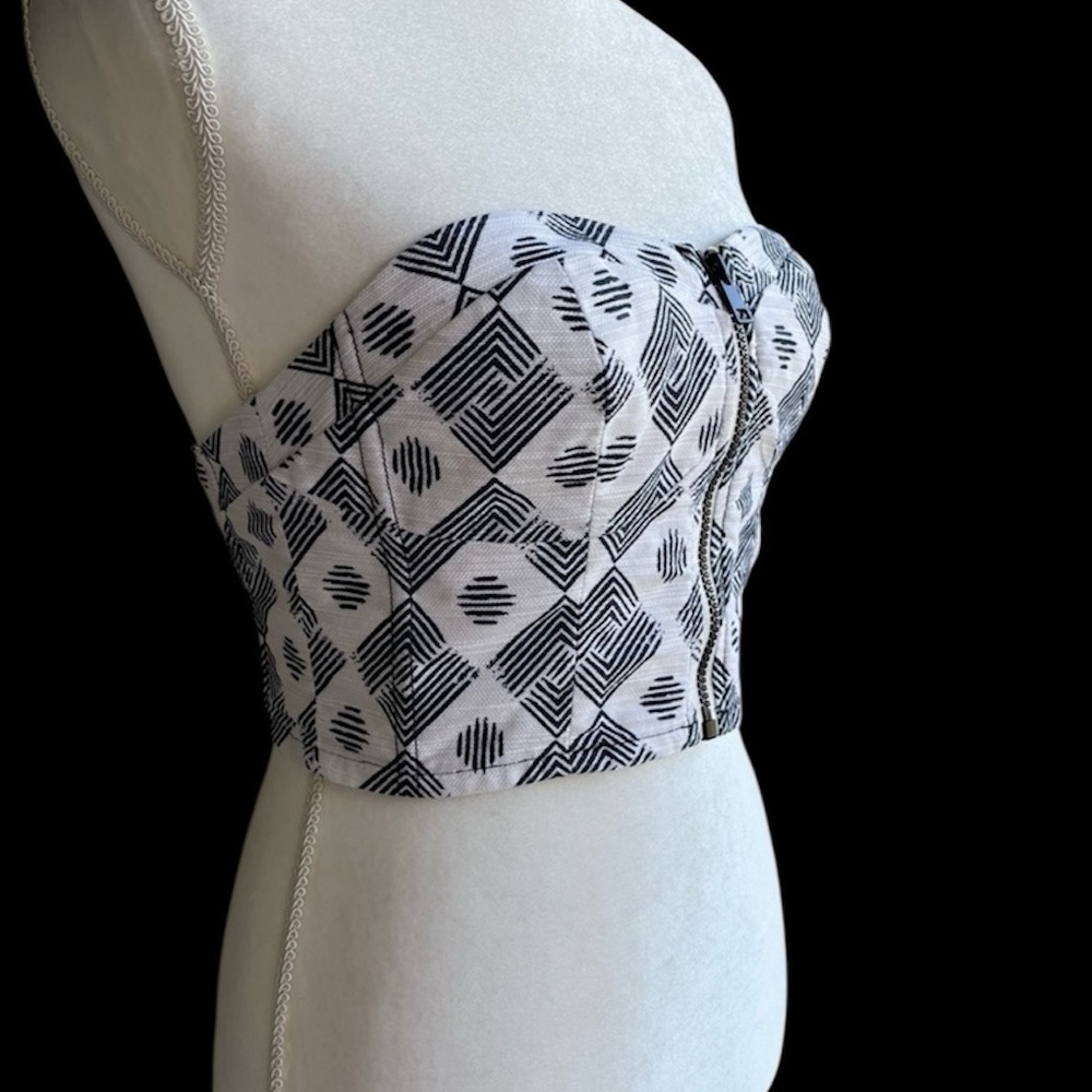 Urban Outfitters Black and White Geometric Bustier Top